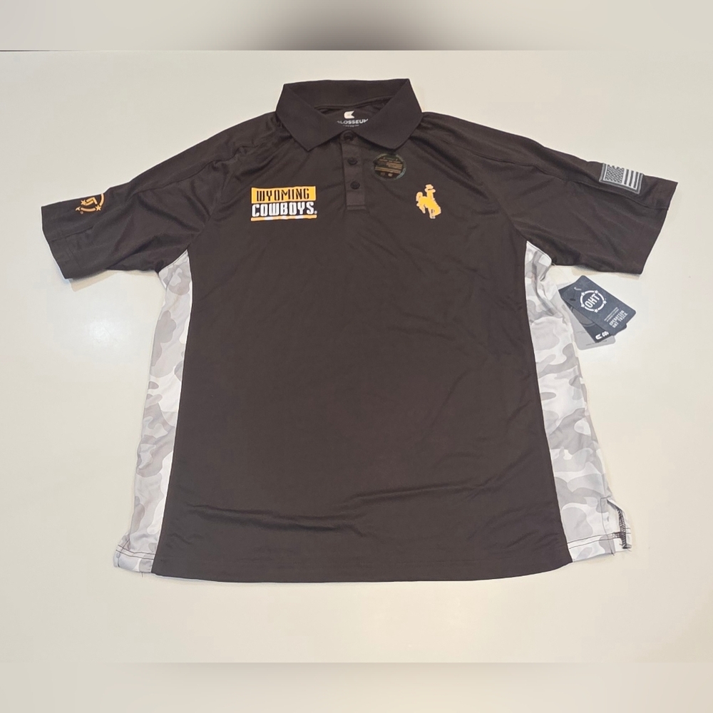 WYOMING COWBOYS|Colosseum NCAA Pullover Polo Shirt|Men's L|NWT|One Hat Trick OHT